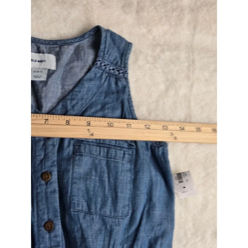 Old Navy Girls Blue Chambray Sleeveless Romper‎ Size S 6-7 NWT